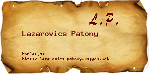 Lazarovics Patony névjegykártya